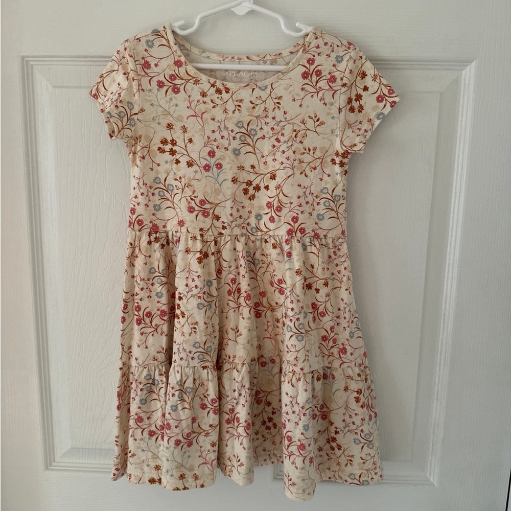 Children’s Place Floral Tan Babydoll Tiered Dress